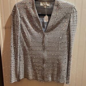St. John Gray Embellished Blazer